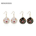 Vintage Black White Cat Floral Rose Enamel Alloy Drop Hook Earrings For Women Creative Cartoon Earrings view 1