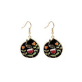 Vintage Black White Cat Floral Rose Enamel Alloy Drop Hook Earrings For Women Creative Cartoon Earrings view 5