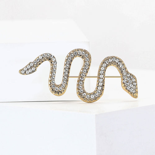 Alloy Rhinestone Snake Brooch Pin For Suit Lapel Decoration
