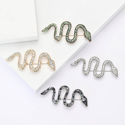 Alloy Rhinestone Snake Brooch Pin For Suit Lapel Decoration