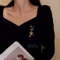 Korean Fashion Alloy Fox Brooch With Rhinestone Electroplated Animal Design For OL Outfits view 4