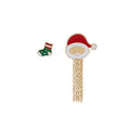 Christmas Tree Reindeer Bell Snowflake Tassel Brooch Alloy Enamel Holiday Lapel Pin view 5