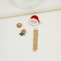 Christmas Tree Reindeer Bell Snowflake Tassel Brooch Alloy Enamel Holiday Lapel Pin view 4