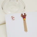 Christmas Tree Reindeer Bell Snowflake Tassel Brooch Alloy Enamel Holiday Lapel Pin view 2