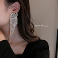 Alloy Rhinestone Flower Tassel Drop Earrings For Women European American Statement Light Luxury Style view 2