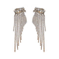 Alloy Rhinestone Flower Tassel Drop Earrings For Women European American Statement Light Luxury Style view 5