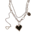 Stainless Steel Round Tag Letter Heart Pendant Necklace Korean Sweet Cool Vintage Choker view 5