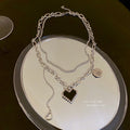 Stainless Steel Round Tag Letter Heart Pendant Necklace Korean Sweet Cool Vintage Choker view 2