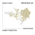 Gold Plated Alloy Rose Brooch Pin With Zircon And Pearl view 5