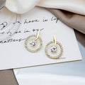Elegant Gold Plated Round Hoop Rhinestone Crystal Stud Earrings For Women Sweet Minimalist Earrings view 3
