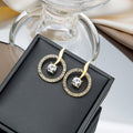 Elegant Gold Plated Round Hoop Rhinestone Crystal Stud Earrings For Women Sweet Minimalist Earrings view 2