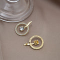 Elegant Gold Plated Round Hoop Rhinestone Crystal Stud Earrings For Women Sweet Minimalist Earrings view 4