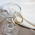 Elegant Textured Alloy C Shape Hoop Stud Earrings For Women Korean Minimalist Metal Circle Earrings view 2