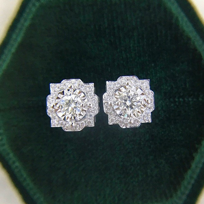 Elegant Crystal Flower Zircon Stud Earrings Korean Japanese Simple Fashion Ear Jewelry