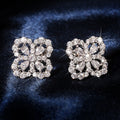 Classic Four Leaf Clover Full Zircon Stud Earrings Micro Pave Flower Fashion Ear Jewelry view 3