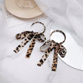 Elegant C Shape Green Chiffon Bow Ribbon Long Drop Alloy Stud French Statement Earrings view 3