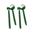 Elegant C Shape Green Chiffon Bow Ribbon Long Drop Alloy Stud French Statement Earrings view 5