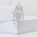 Copper Zircon Feather Brooch For Luxury Women's Clothing Decoration view 4