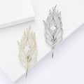 Copper Zircon Feather Brooch For Luxury Women's Clothing Decoration view 2
