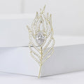 Copper Zircon Feather Brooch For Luxury Women's Clothing Decoration view 3