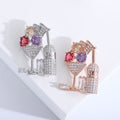 Alloy Zircon Cocktail Glass Brooch Pin For Fashion Lapel Decoration view 1