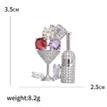 Alloy Zircon Cocktail Glass Brooch Pin For Fashion Lapel Decoration view 5