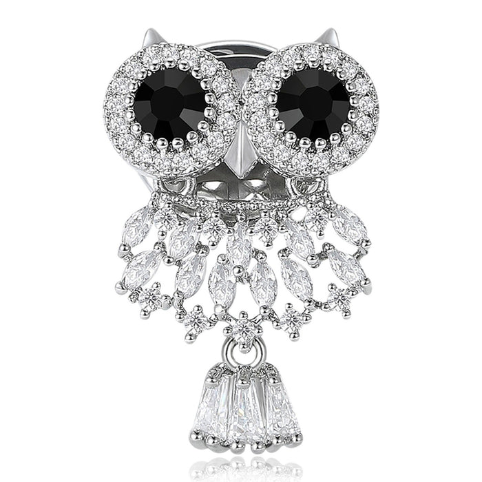 Alloy Zircon Owl Brooch Pin For Cute Animal Clothing Accessories