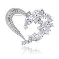 Copper Zircon Heart Brooch For Women's Suits And Dresses view 5