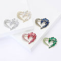 Copper Zircon Heart Brooch For Women's Suits And Dresses view 1