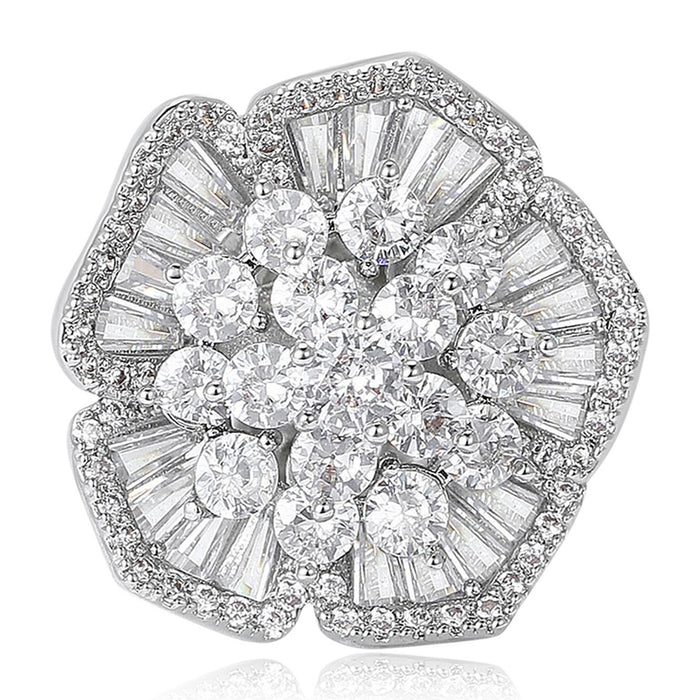 Alloy Zircon Flower Brooch Pin For Suit Cardigan Clothing Closure