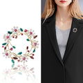 Alloy Zircon Floral Wreath Brooch Pin For Collar Decoration view 2