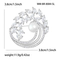 Alloy Crystal Pearl Olive Leaf Brooch Elegant Lapel Pin For Blazers view 4