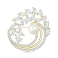 Alloy Crystal Pearl Olive Leaf Brooch Elegant Lapel Pin For Blazers view 1