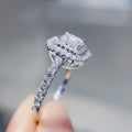 Fashion Square Cubic Zirconia Platinum Color Ring For Women Full Pave Engagement Proposal Jewelry view 2