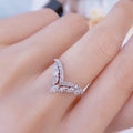 European American V Shaped Micro Pave Zircon Ring For Women Princess Engagement Promise Ring view 4