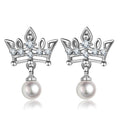 Court Style Crown Cubic Zirconia Earrings For Women Faux Pearl Rose Gold Drop Earrings view 1