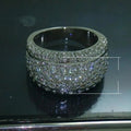 Men's Wide Band Ring With Full Zircon Inlay, Copper Fashion Row Finger Ring For view 5