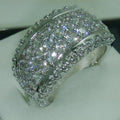 Men's Wide Band Ring With Full Zircon Inlay, Copper Fashion Row Finger Ring For view 1