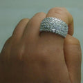 Men's Wide Band Ring With Full Zircon Inlay, Copper Fashion Row Finger Ring For view 4