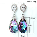 European Trendy Pear Shape Teardrop Earrings For Women With Copper Setting And Colorful Crystal Dangles view 5