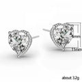 Minimalist Heart Shape Zircon Stud Earrings Sweet Womens Ear Piercing Jewelry view 5