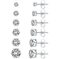 Trendy Simple Hexagon Prong Set Zircon Stud Earrings Elegant Commuter Ear Jewelry view 1