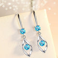 Water Drop Zircon Tassel Hook Earrings For Women, Rotating Slim Face Copper Drop Earrings view 4