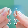 Water Drop Zircon Tassel Hook Earrings For Women, Rotating Slim Face Copper Drop Earrings view 1