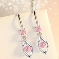 Water Drop Zircon Tassel Hook Earrings For Women, Rotating Slim Face Copper Drop Earrings view 7