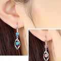 Water Drop Zircon Tassel Hook Earrings For Women, Rotating Slim Face Copper Drop Earrings view 3