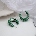 Vintage Cow Spot Acrylic Geometric Hoop Irregular Oval Multi Layer C Shape Statement Earrings view 2