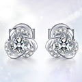 Korean Style Flower Zircon Stud Earrings For Women Fashion Floral Ear Jewelry view 1