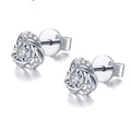 Korean Style Flower Zircon Stud Earrings For Women Fashion Floral Ear Jewelry view 2