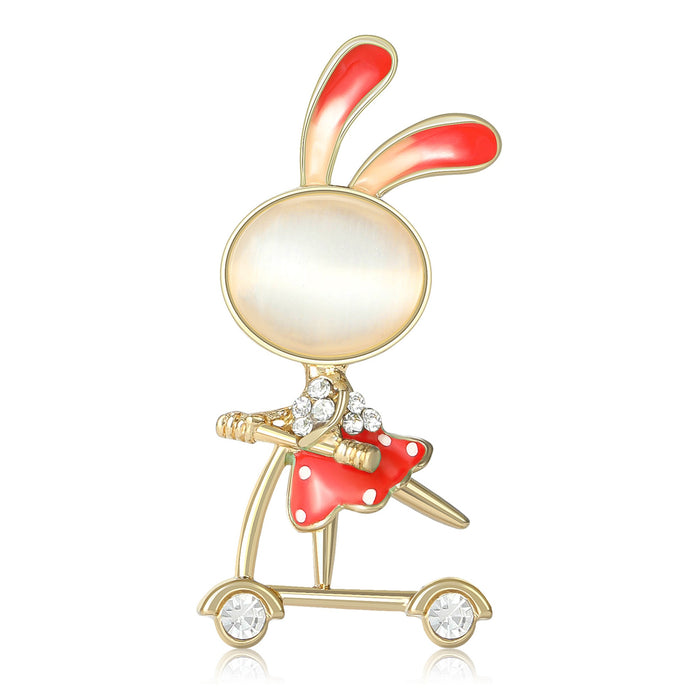 Alloy Rabbit Scooter Brooch Pin For Cardigan Suit Lapel Accessories